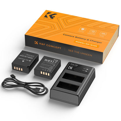 K&amp;F Concept Dual NP-W126 1300mAh Batteries + Charger for Fuji