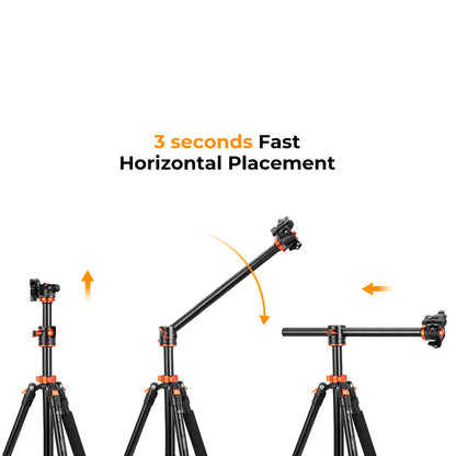 K&amp;F 2.4 m Aluminium Video Tripod with Detachable Monopod &amp; 360° Ball Head
