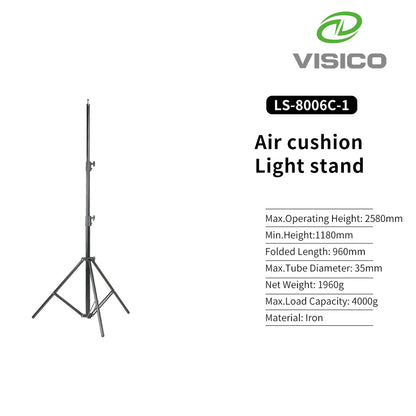 Visico True Professional 2.6m Air Cushioned Light Stand Black LS-8006C-1