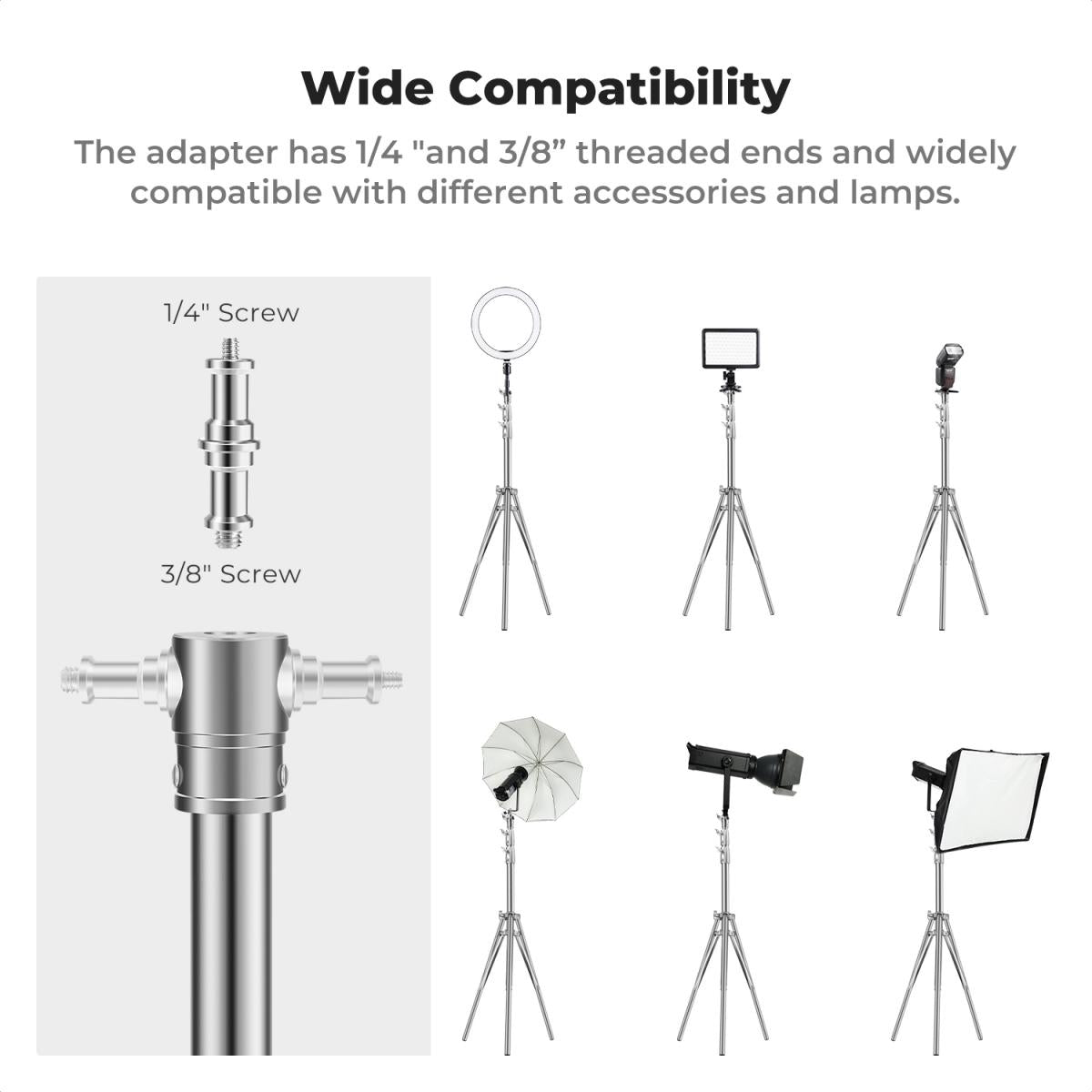 K&amp;F Concept 280cm Portable Stainless Steel Light Stand; Load Capacity 8kgs - KF34.044