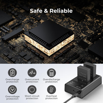 K&amp;F Concept Dual LP-E12 1100mAh Batteries + Charger For Canon