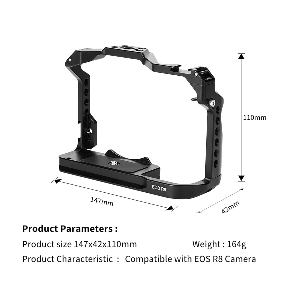 E-Photographic Cage &amp; Handle for Canon EOS R8 Cameras - EPH-R8C