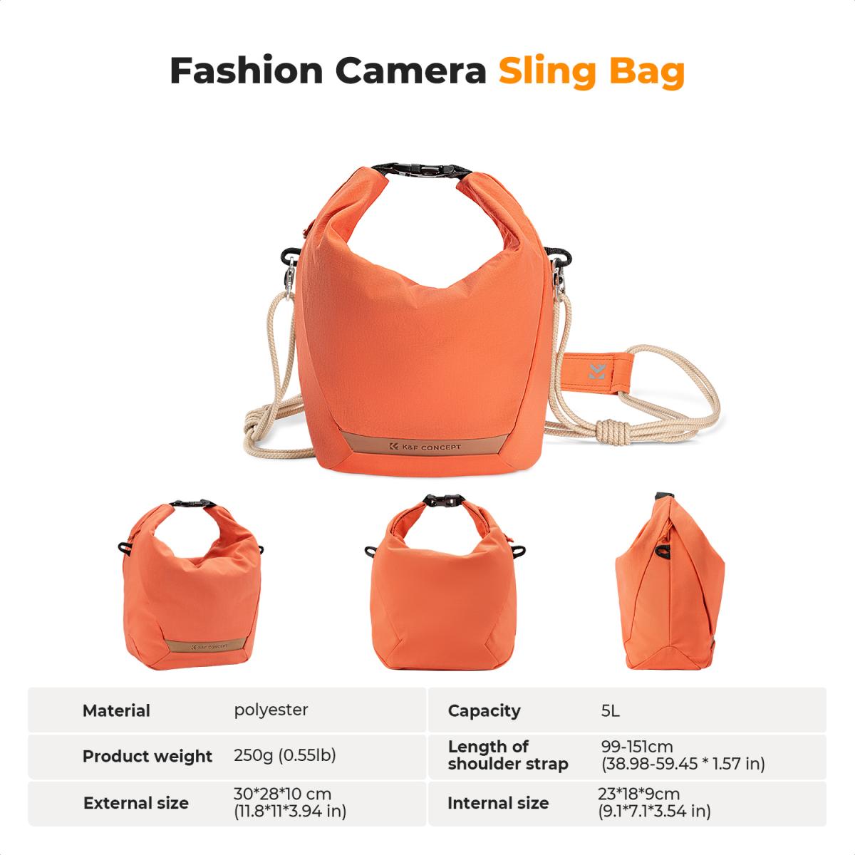 K&amp;F Concept Urban Wander U11 5 Liter Compact Lightweight Versatile Camera Sling Bag – Orange
