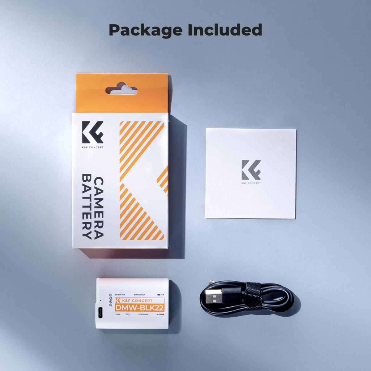 K&amp;F Concept DMW-BLK22 2520mAh USB-C Battery for Panasonic