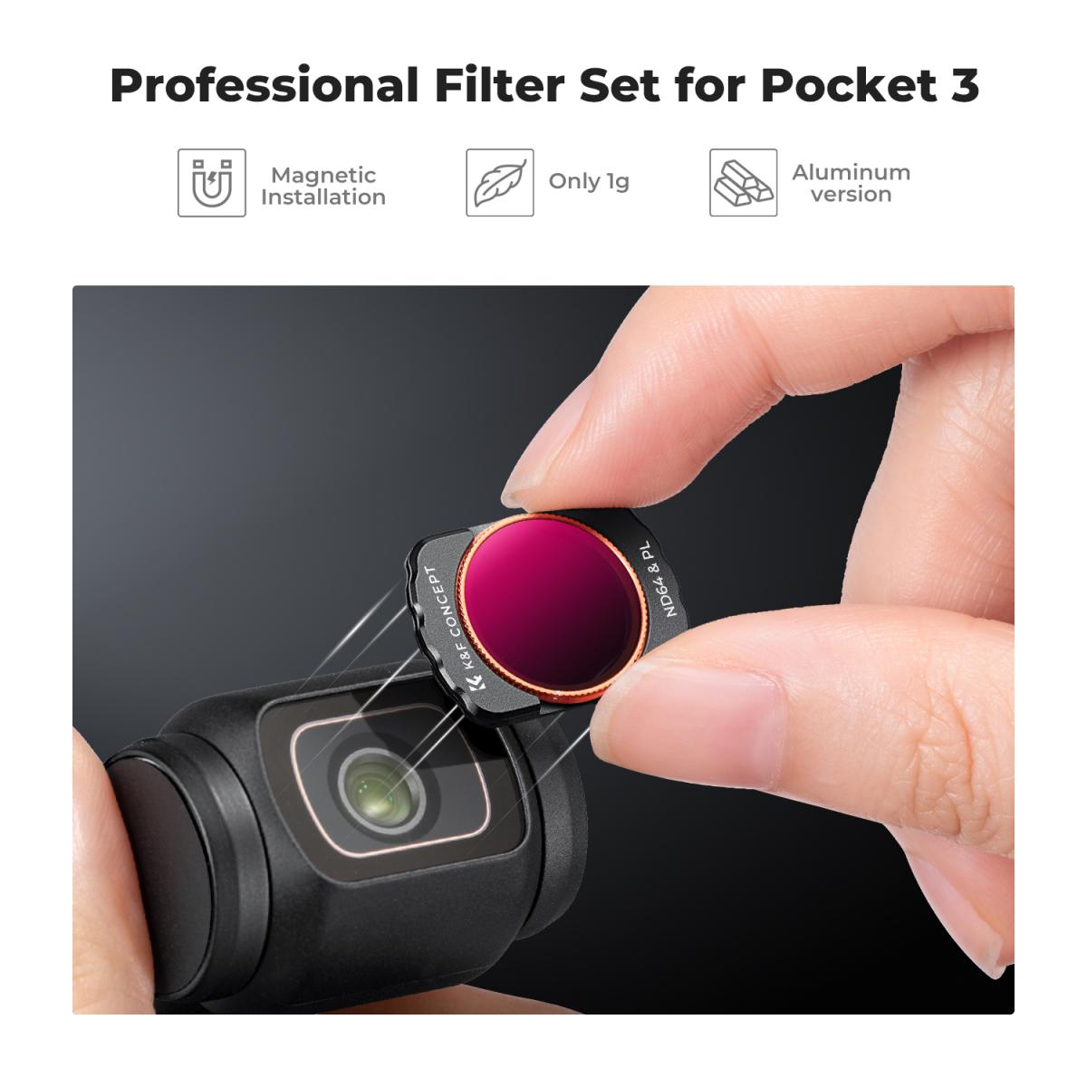 K&amp;F Concept Magnetic UV + CPL + ND/PL(4+5+6+8 stops) Filter Set for DJI Osmo Pocket 3