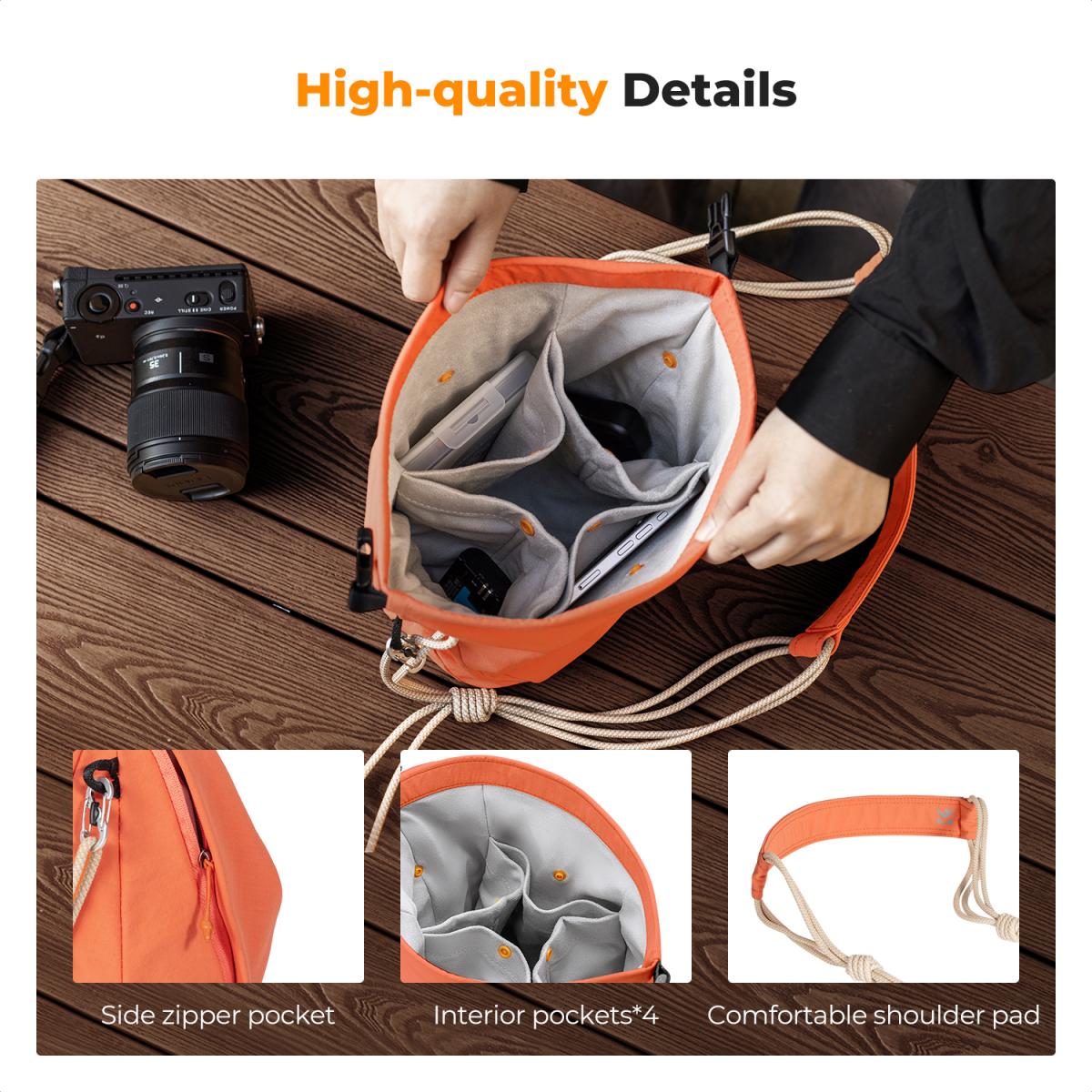 K&amp;F Concept Urban Wander U11 5 Liter Compact Lightweight Versatile Camera Sling Bag – Orange