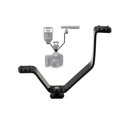 E-Photographic V-Shape Triple Hot Shoe Camera Bracket