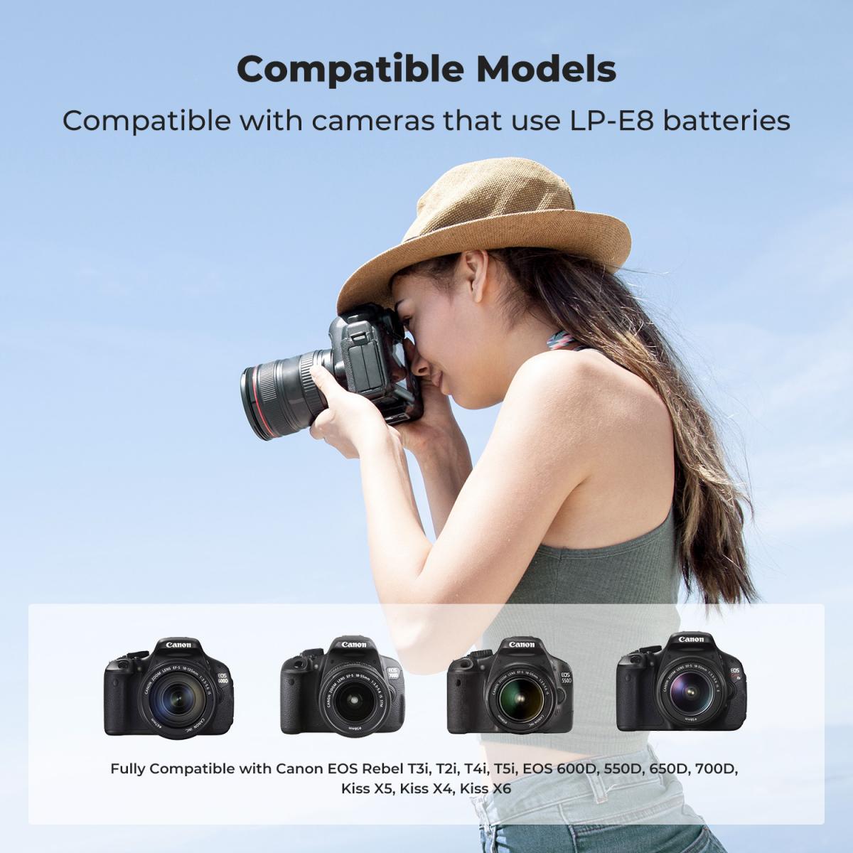 K&amp;F Concept 3 Pack LP-E8 Batteries &amp; LCD Charger for Canon EOS DSLR