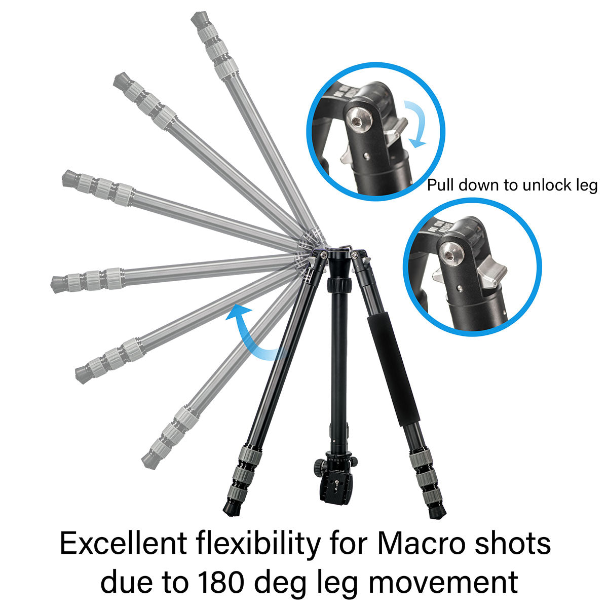 Jenova PRO.J 25Kg Capacity Hexagon Leg Aluminium Tripod with Reversable Spike Feet-35680BK