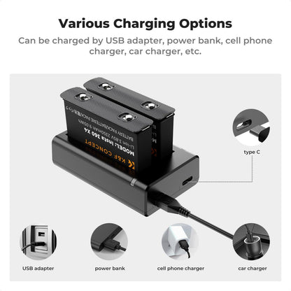 K&amp;F Concept 2 Pack Batteries &amp; Charger for Insta360X4