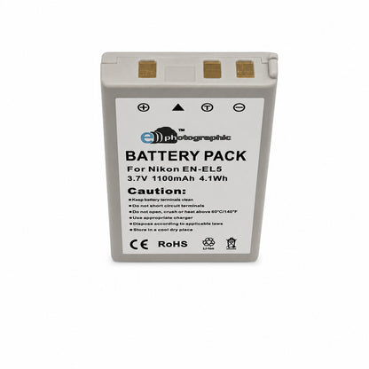 E-Photographic EN-EL5 1100mAh Li-Ion Replacement Battery for Nikon Digital Cameras
