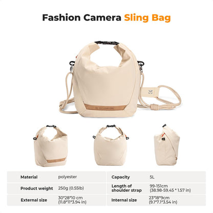 K&amp;F Urban Wander U11 Compact Lightweight Versatile 5 Liter Camera Sling Bag – Beige