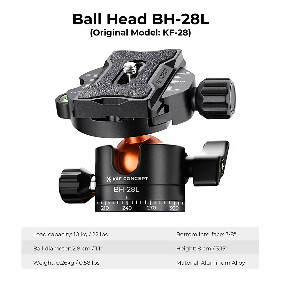 K&amp;F 2.4 m Aluminium Video Tripod with Detachable Monopod &amp; 360° Ball Head