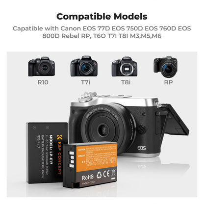 K&amp;F Concept 3 Pack LP-E17 Batteries &amp; LCD Charger for Canon