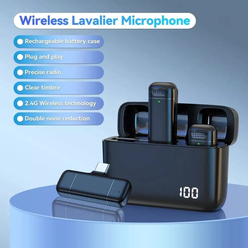 E-Photographic J68 Duo Wireless Lavalier Button Microphone for USB-C Devices