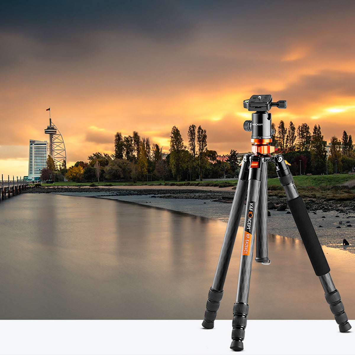 K&amp;F Concept SA284C1 Professional Carbon Fibre Tripod 10Kg Capacity Monopod Conversion KF09-095