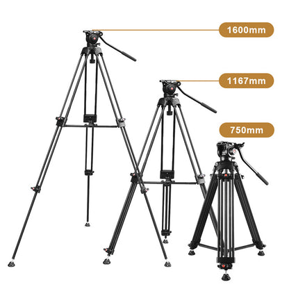 Powerwin Heavy Duty 10Kg Capacity PRO Fluid Head Tripod for Video, Mirrorless &amp; DSLR Cameras with Hydraulic Damping