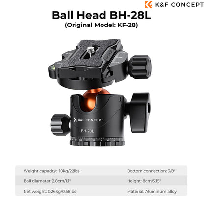 K&amp;F Concept T254A7 Tripod | PH-28L Head | Monopod Option | Cross Arm | KF09.119