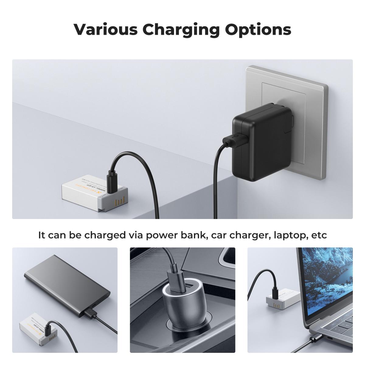 K&amp;F Concept 2-Pack 1040mAh LP-E17 USB-C Fast Charging Replacement Batteries for Canon Cameras