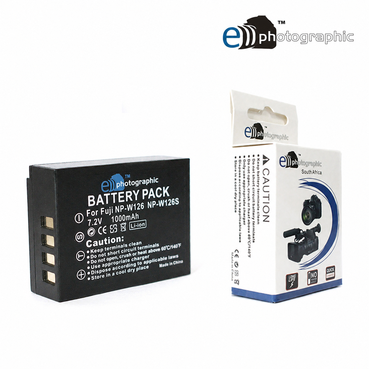 E-Photographic 1100mAh Lithium Battery for FujiFilm W126/S - EPHNPW126S