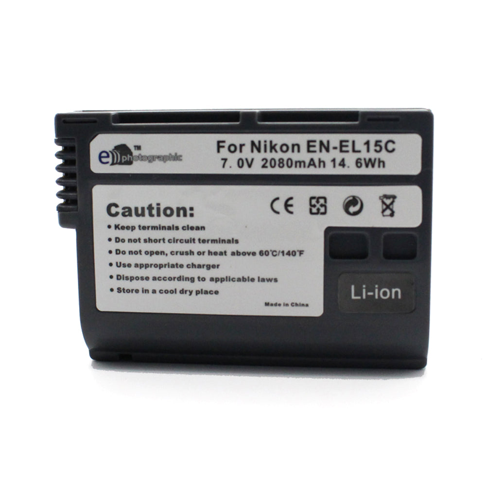 E Photographic 2080 mAh Lithium Replacement Battery for EN-EL15C  Nikon DSLR Cameras - EPHENEL15C