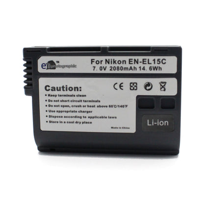 E Photographic 2080 mAh Lithium Replacement Battery for EN-EL15C  Nikon DSLR Cameras - EPHENEL15C