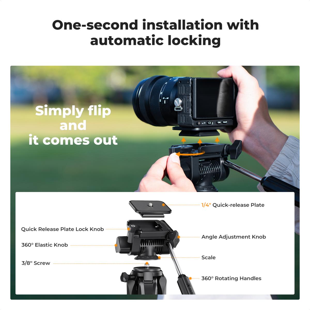 K&amp;F Concept Pentagonal Tube Design Smart PRO Series lightweight Tripod S255A3 with BH-36 Ball Head