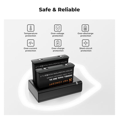 K&amp;F Concept 2 Pack Batteries &amp; Charger for Insta360X4