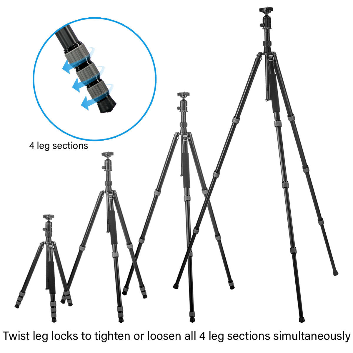 Jenova PRO.J Carbon Tripod-15kg Capacity-Monopod Easy Conversion-Black 45872BK