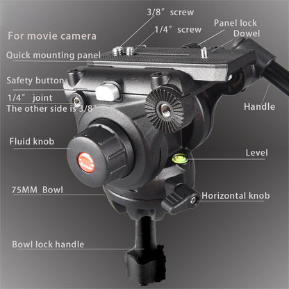 Powerwin Heavy Duty 10Kg Capacity PRO Fluid Head Tripod for Video, Mirrorless &amp; DSLR Cameras with Hydraulic Damping