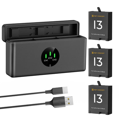K&amp;F Concept 3 Pack Enduro Batteries &amp; Fast Charger for GoPro Hero 13 Black