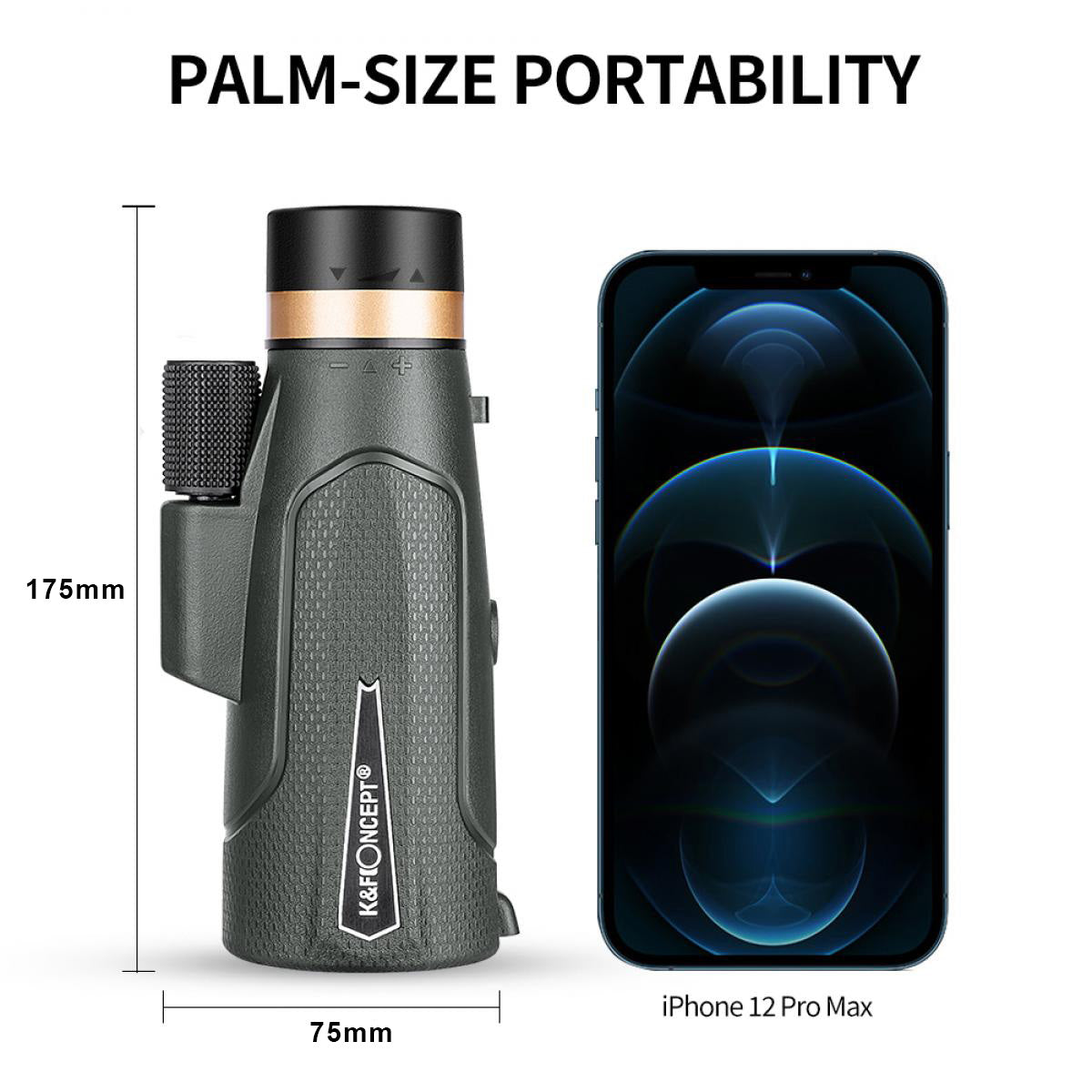 K&amp;F Concept 12X50 Compact Monocular IP65 Water Resistant BAK4 Prisms &amp; FMC Coatings