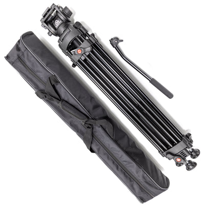 Powerwin Heavy Duty 10Kg Capacity PRO Fluid Head Tripod for Video, Mirrorless &amp; DSLR Cameras with Hydraulic Damping