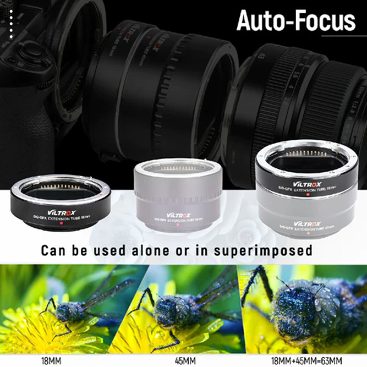 Viltrox 18mm Auto Focus Macro Extension Tube for Fuji GFX Mount Lenses