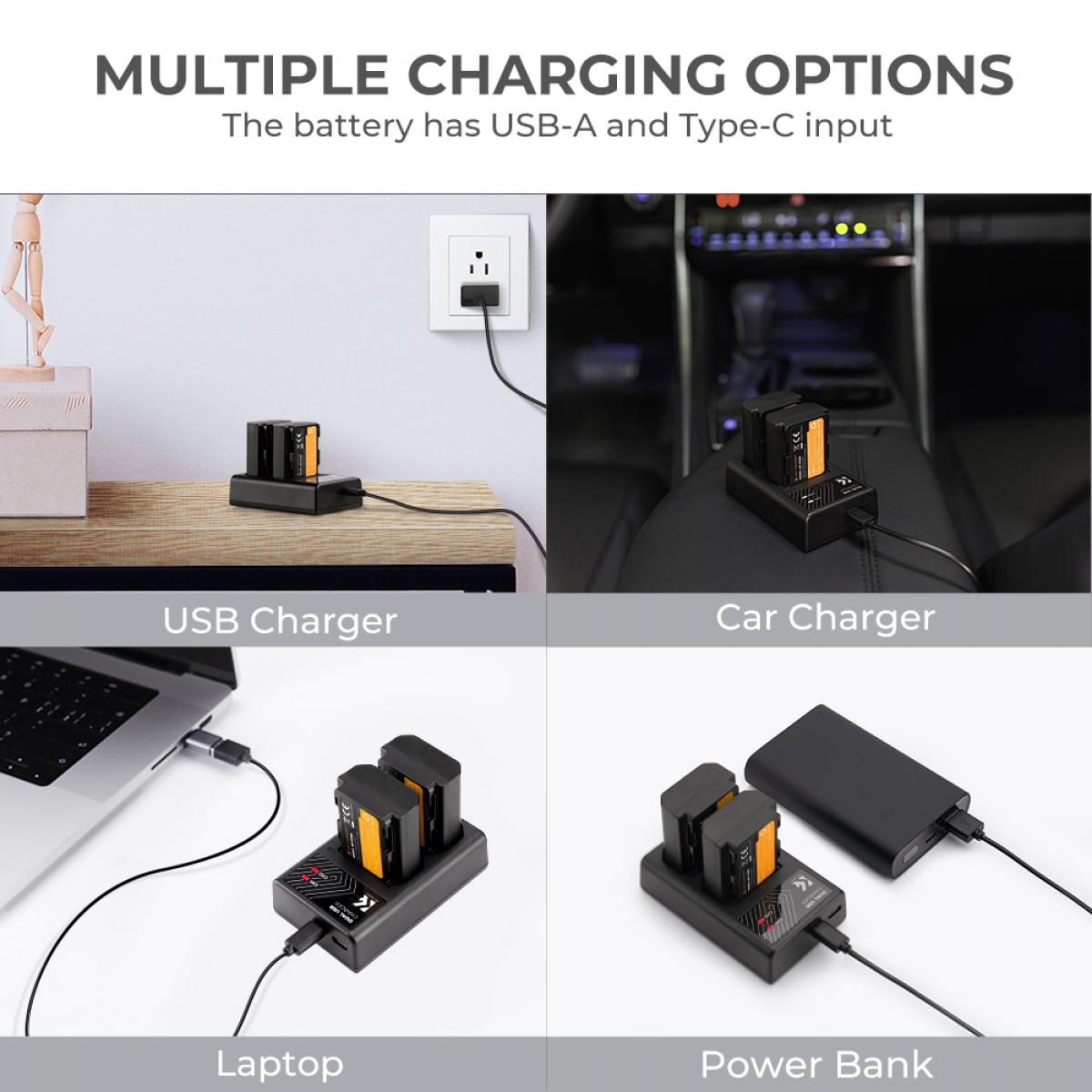 K&amp;F Concept Dual NP-FZ100 Battery + Charger Kit for Sony Cameras-KF28.0016