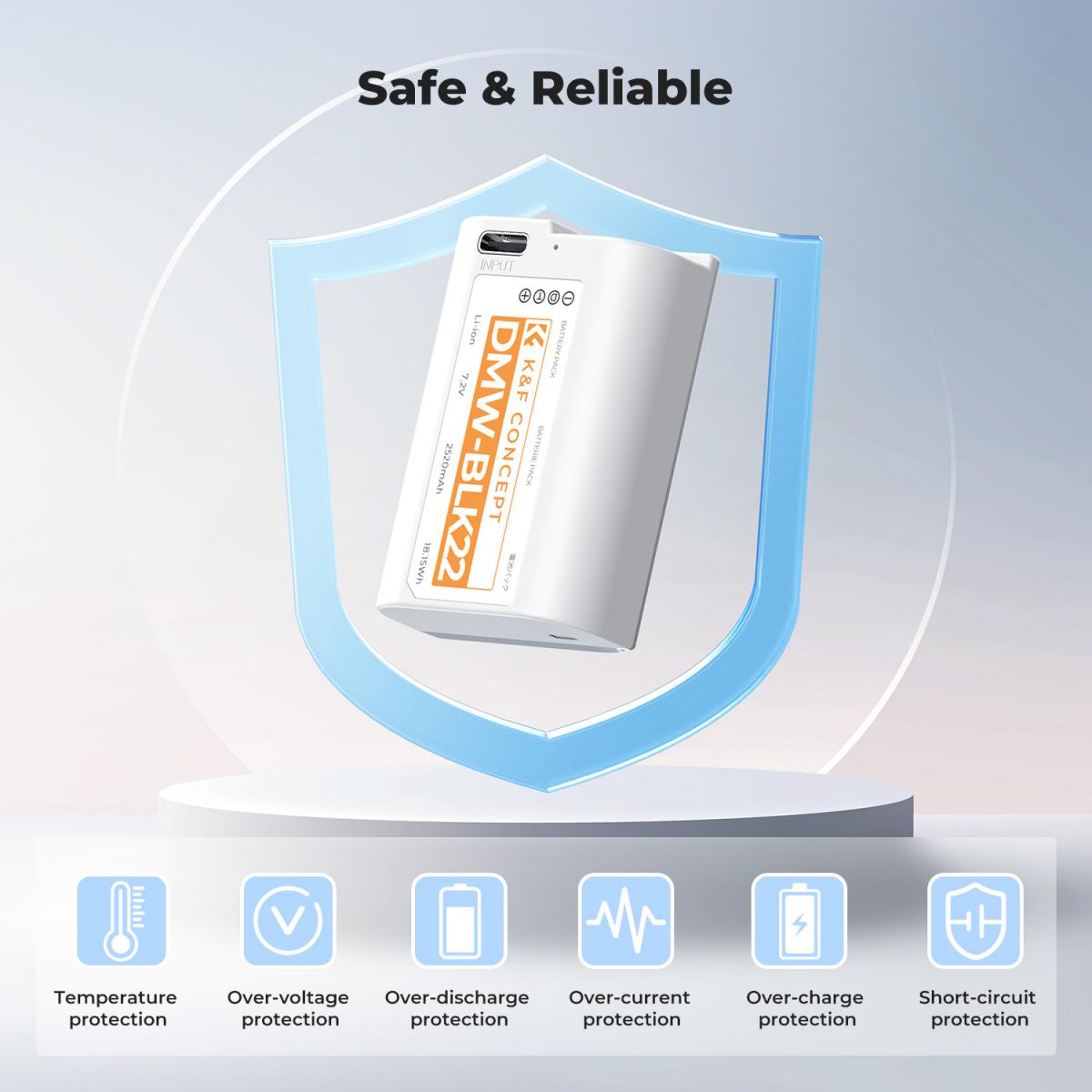 K&amp;F Concept DMW-BLK22 2520mAh USB-C Battery for Panasonic