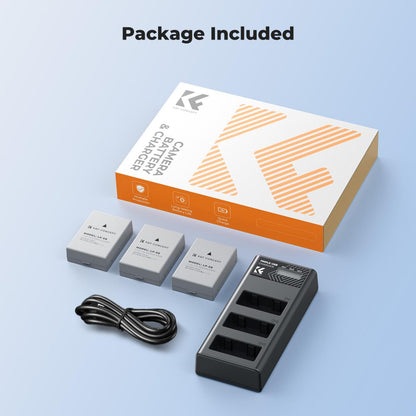 K&amp;F Concept 3 Pack LP-E8 Batteries &amp; LCD Charger for Canon EOS DSLR