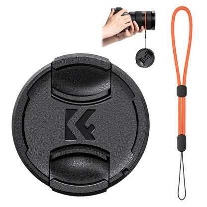 K&amp;F Concept 72mm Center Pinch Lens Cap Kit with 2x Lens Cloths &amp; Attachment Strap