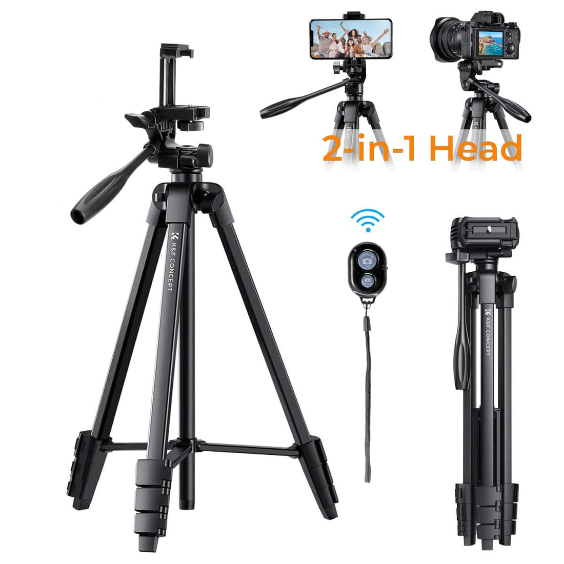 K&amp;F Concept KF B174A1 Compact-Vlogger Tripod with Bluetooth Remote &amp; Video Head