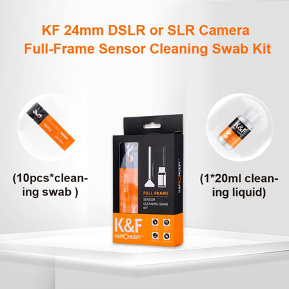 K&amp;F Concept 10 X 24mm Full Frame Camera Sensor Cleaning Swab Kit + 20ml Cleaning Fluid